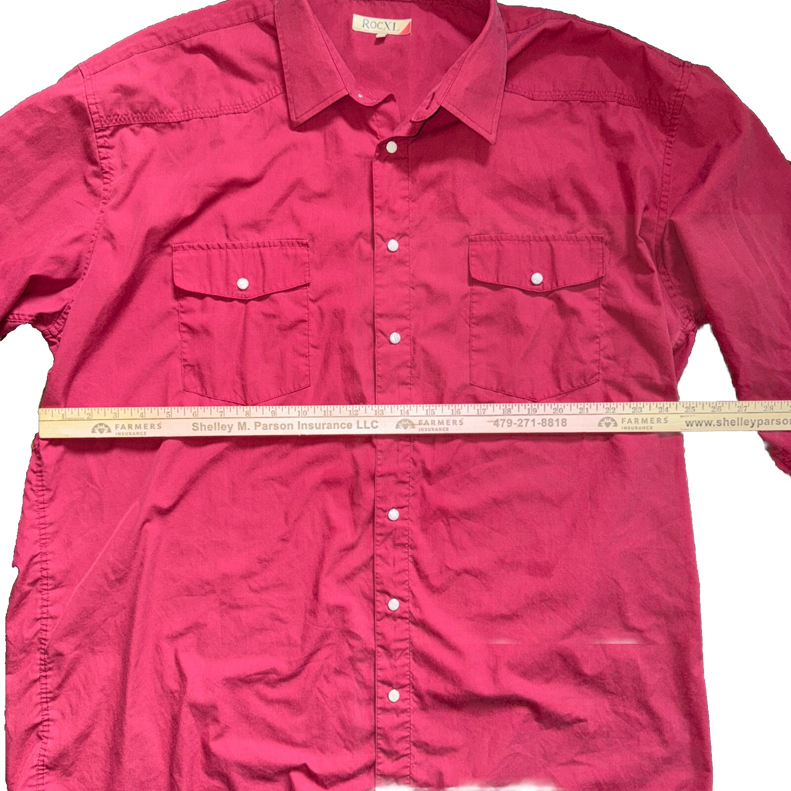 ROCXL Big & Tall Men’s Maroon Long Sleeve Western Pearl Snap Shirt 2XT