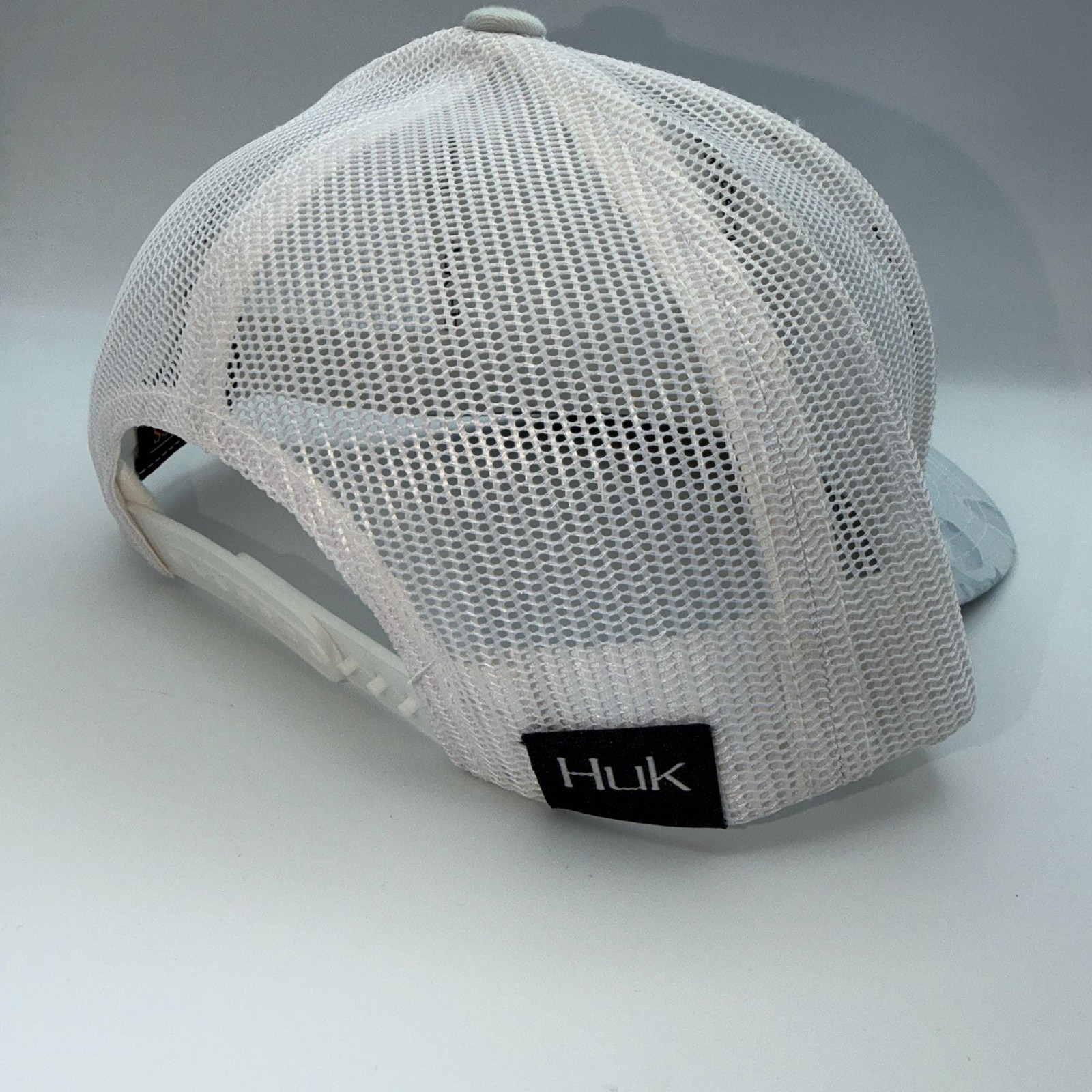 Huk Fishing Performance Mesh Trucker Snapback Hat in Blue Camo
