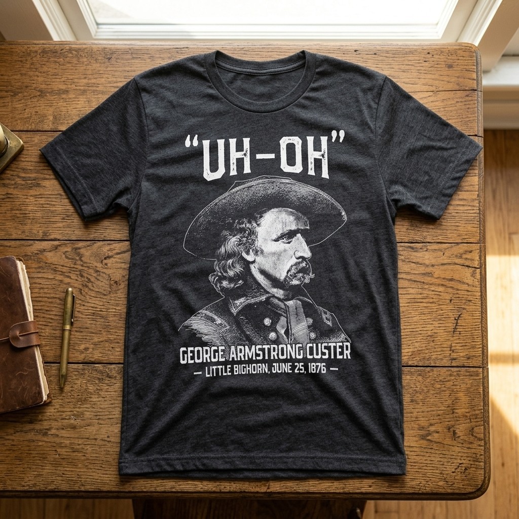Uh-Oh George Armstrong Custer Little Bighorn Funny History T-Shirt