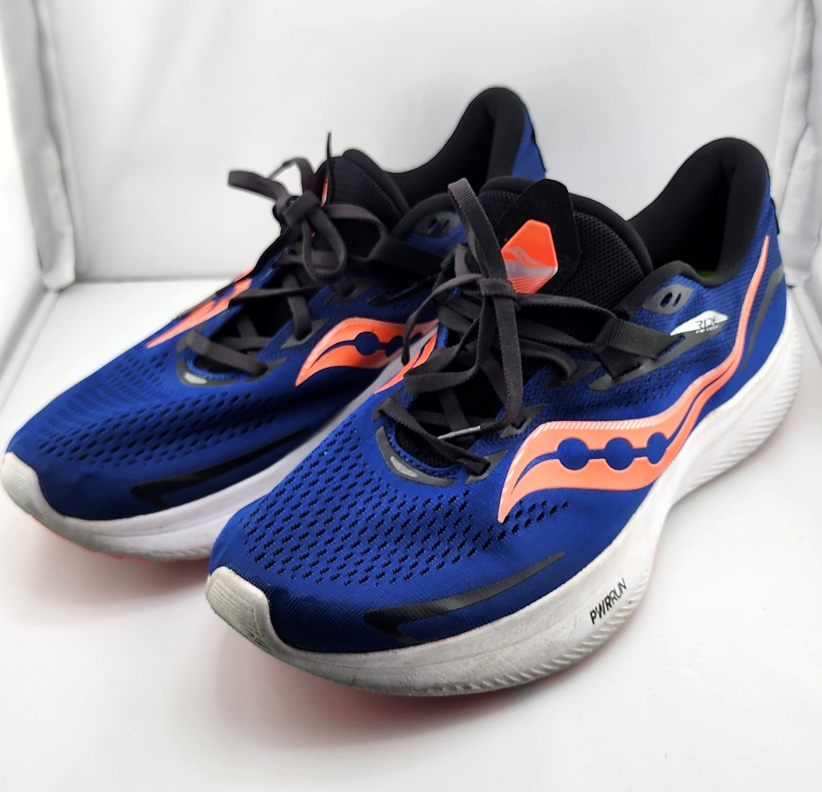 Saucony Ride 15 Sapphire ViziRed PWRRUN Running Shoes Men’s Size 10