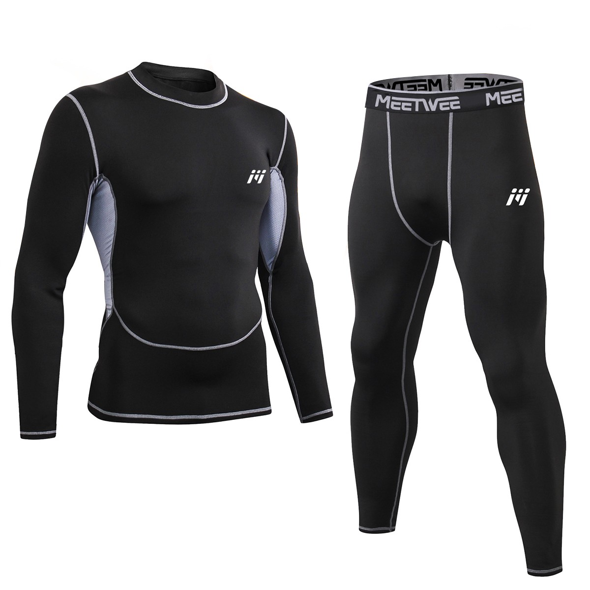2pc/set Men’s Fleece Thermal Underwear Set Long Johns Base Layer Winter Outdoor