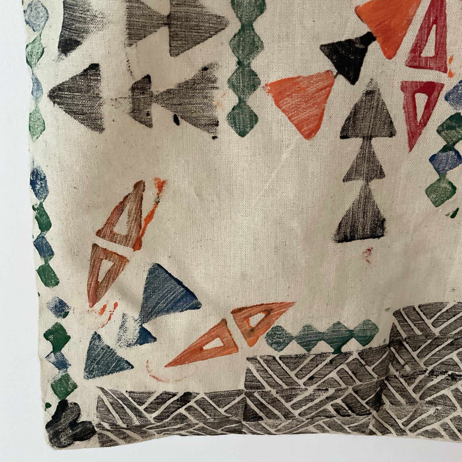 Aztec Canvas Tote Bag Beige Sponge-Painted Geometric Western Southwestern Bag