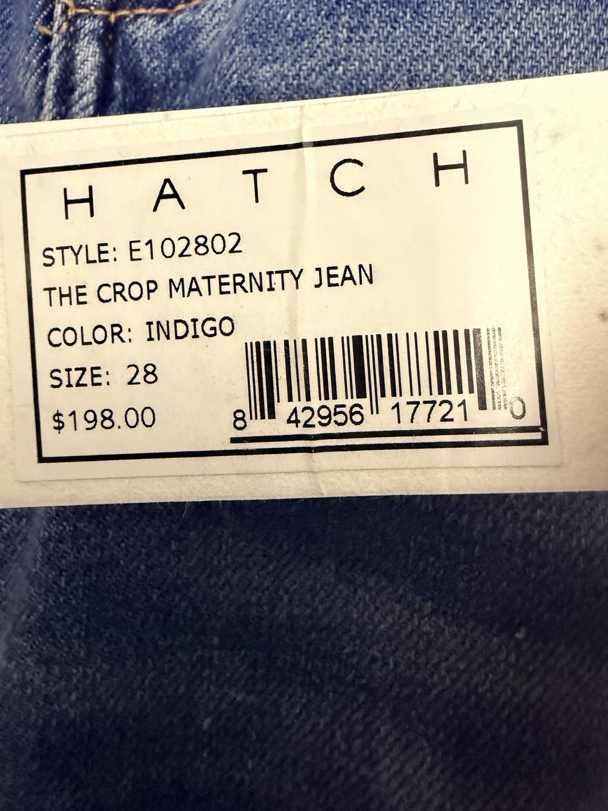 Hatch The Crop Maternity Jeans In Indigo Size 28 E102802 NWT