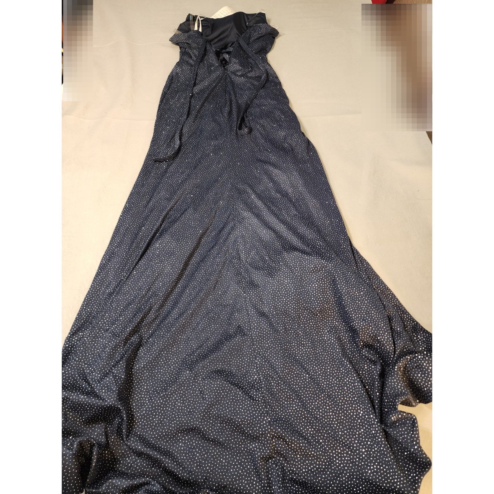Womens 7/8 Navy New Metallic Glitter Corset Strapless Dress