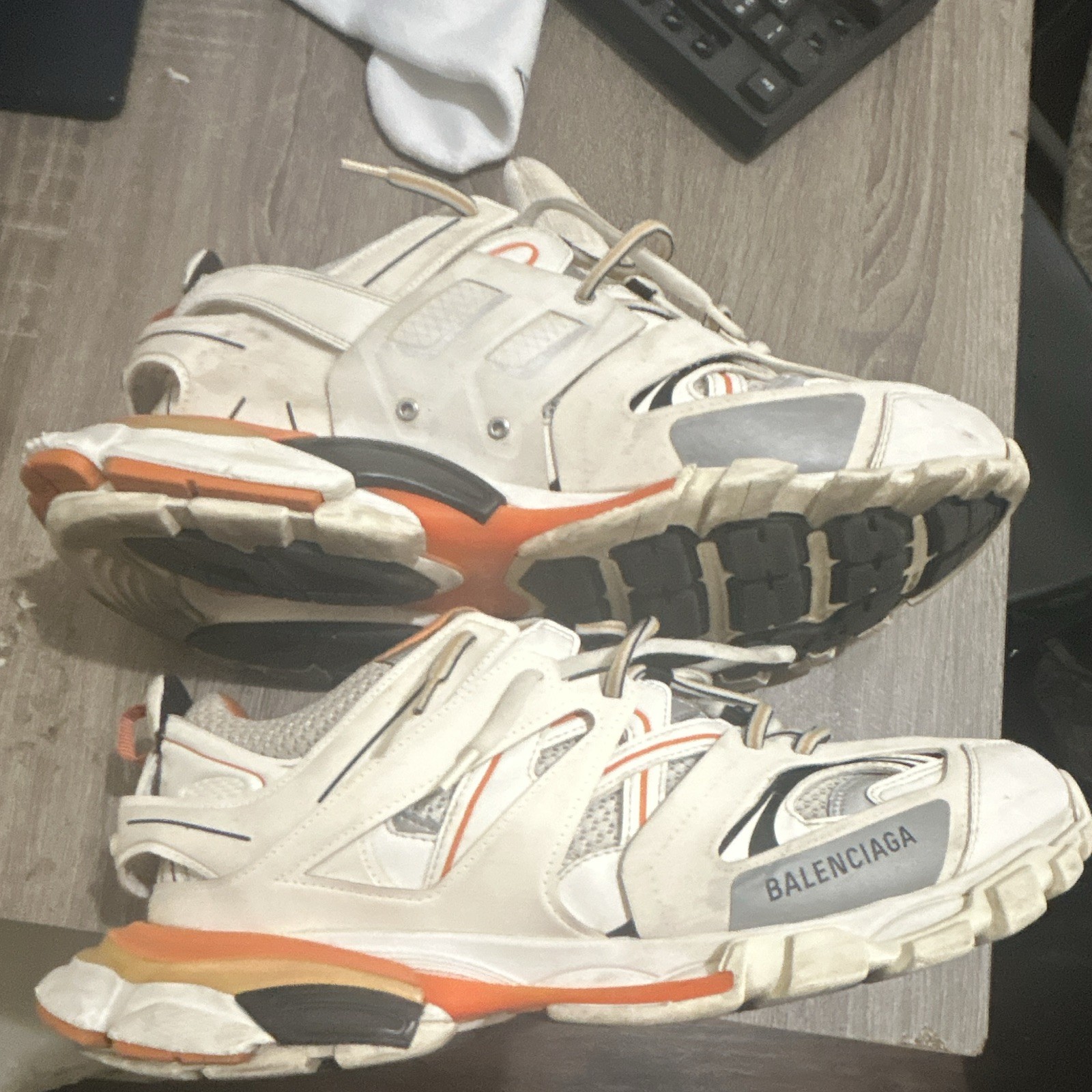 Balenciaga Track Sneakers 542023 Low Top Lace Up White Gray Orange Men’s