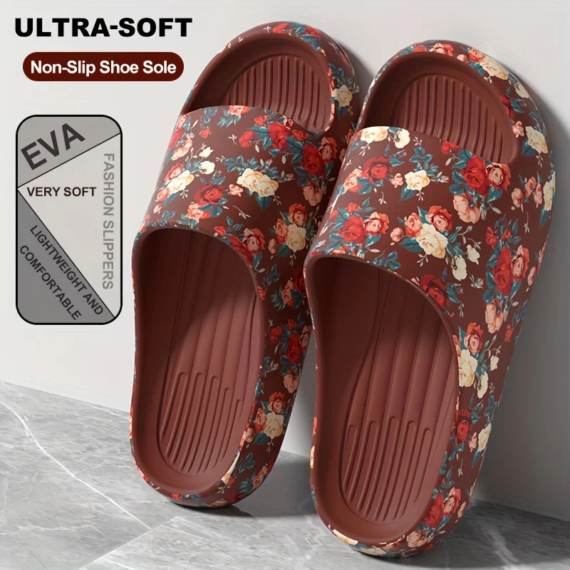 Cloud Slippers Floral Slide Sandals EVA Soft Indoor Outdoor Unisex Shoes