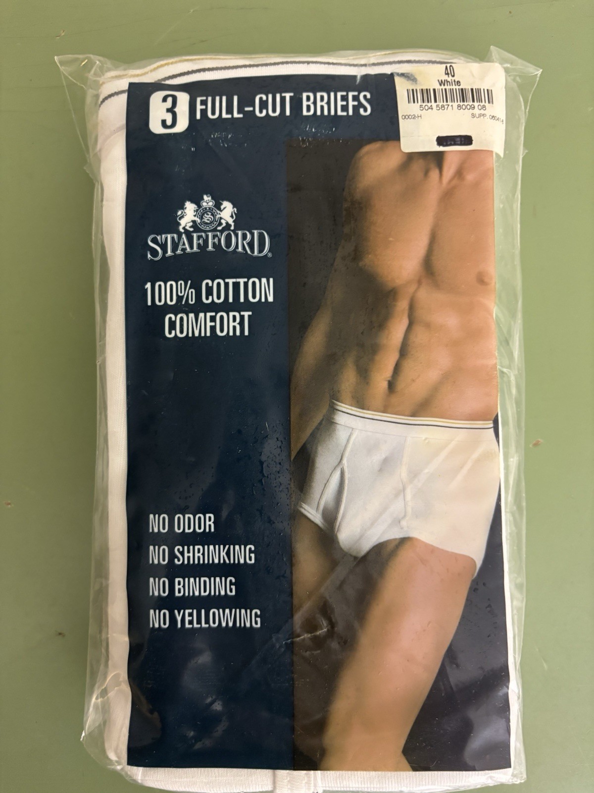 STAFFORD FULL-CUT BRIEFS 3 Pr Cotton Men’s 40 Underwear Tighty Whities