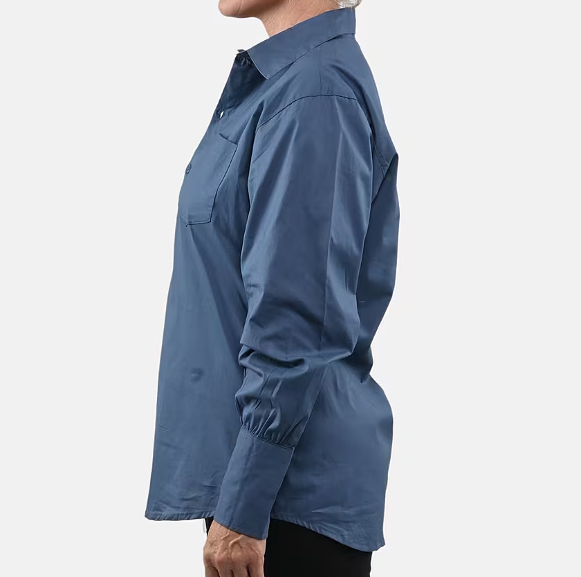 Tamsy 100% Cotton Sky Blue Button up Long Sleeve Shirt Large New with Tags