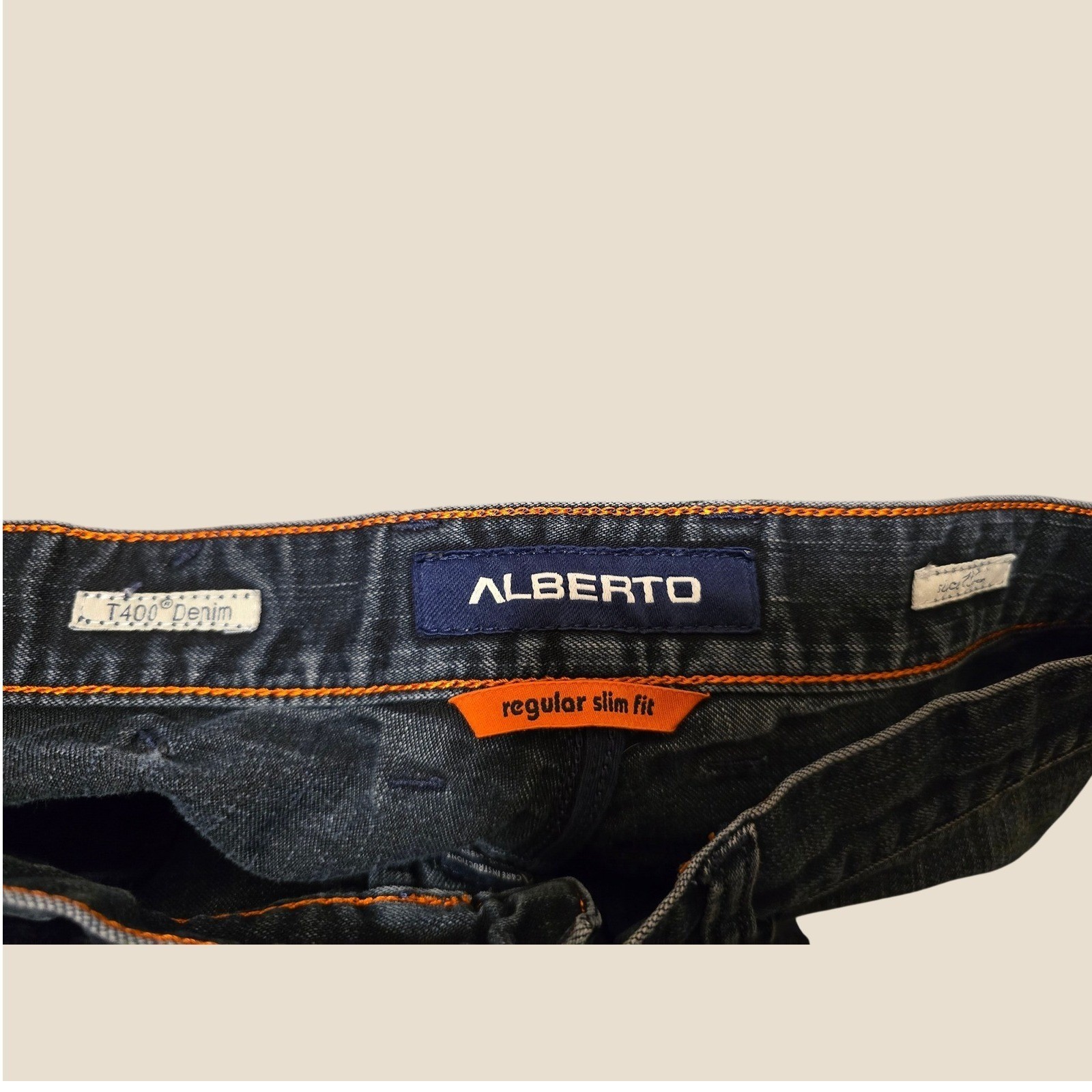 Alberto Pipe Regular Slim Fit Jeans Mens 32×32 Dark Wash Blue T400 Denim 4817