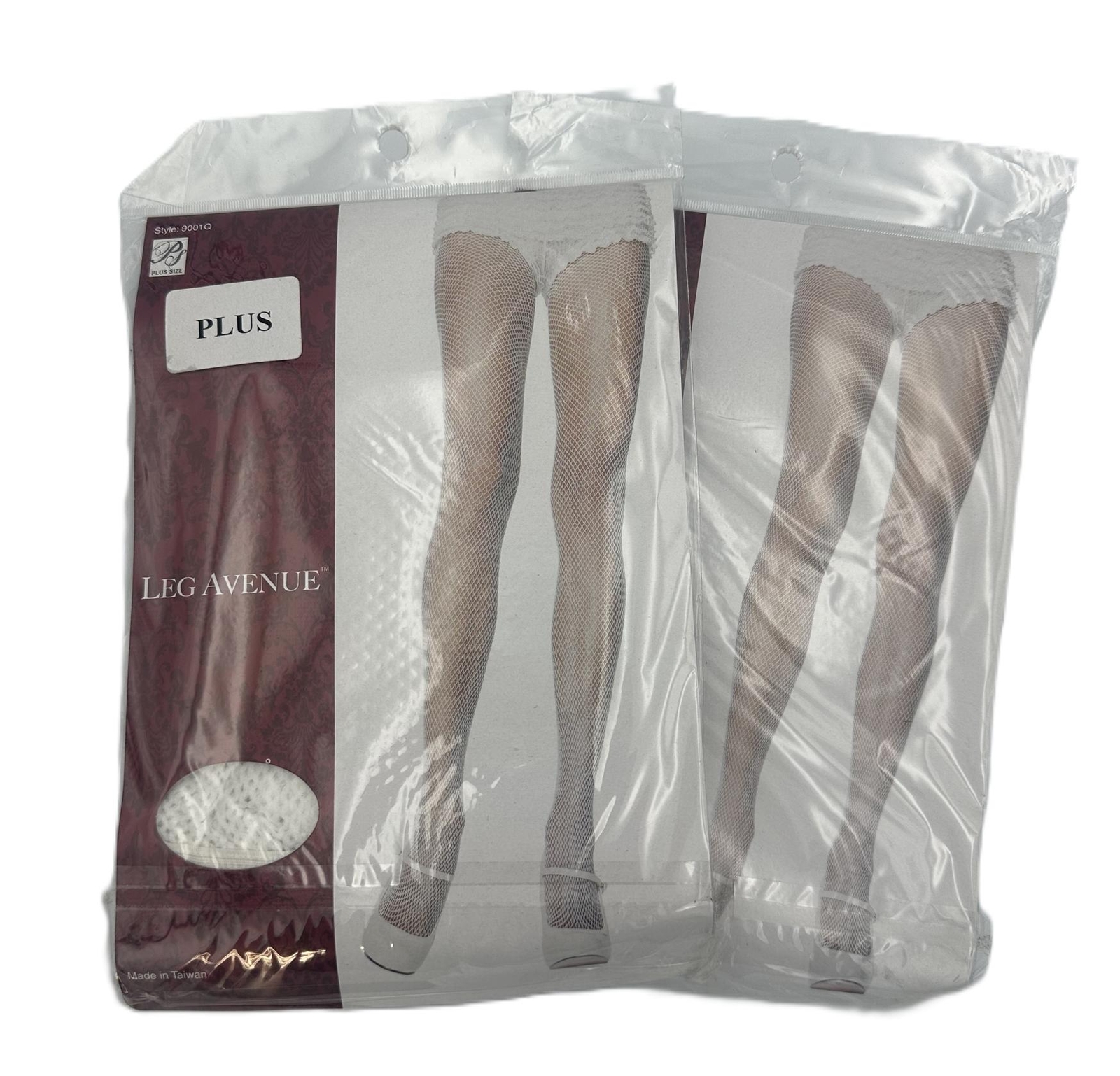 2 PK Women’s Nylon Plus-size Fishnet Pantyhose – White , Hand Wash Separately
