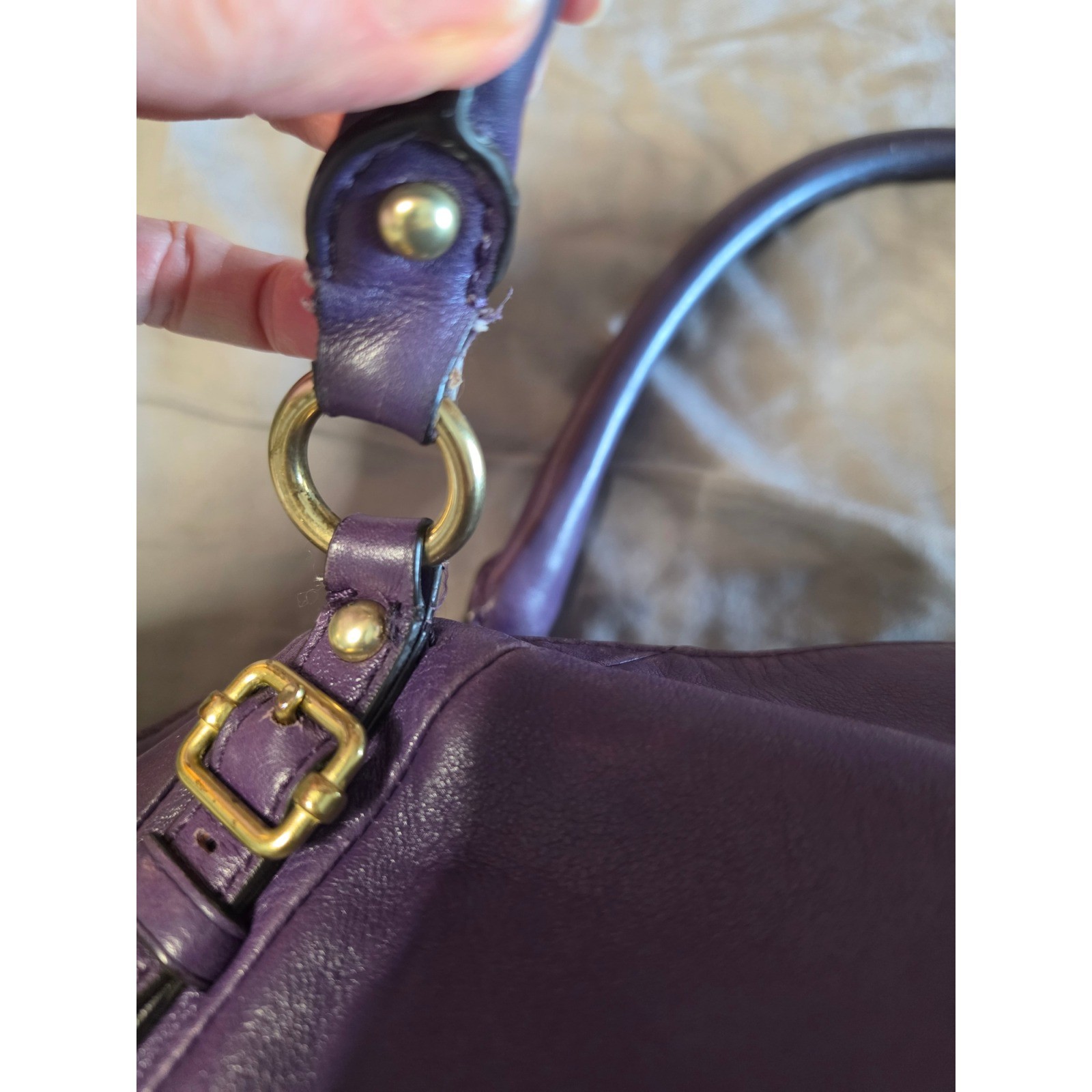 Coach Madison Sophia Purple Leather Satchel Shoulder Bag Gold Hardware 18609