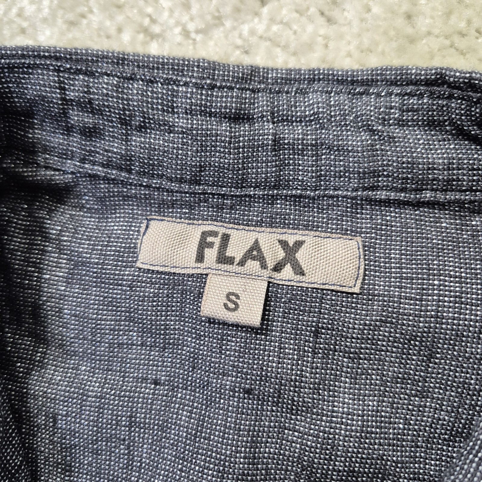 Flax Linen Top Womens Small Gray Metallic Silver Button Up Disco Beach 70s Mom