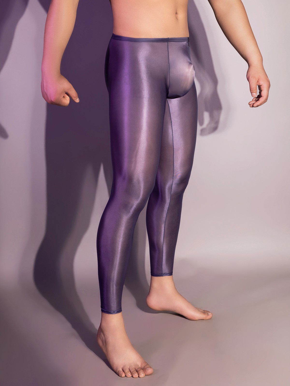 Men Glossy Long Trousers Stretch Tight Gothic Leggings Shiny Latex Leather Pant