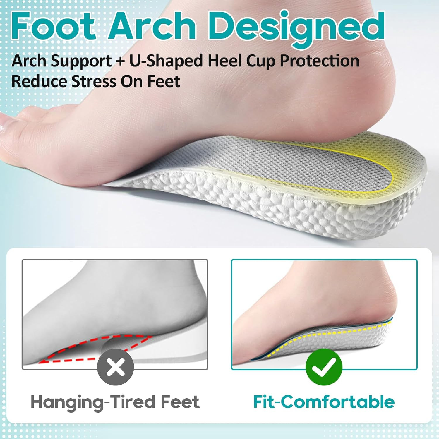 Height Increase Insoles – Orthopedic High Pads 1.0 – Arch Support Insoles for Pl