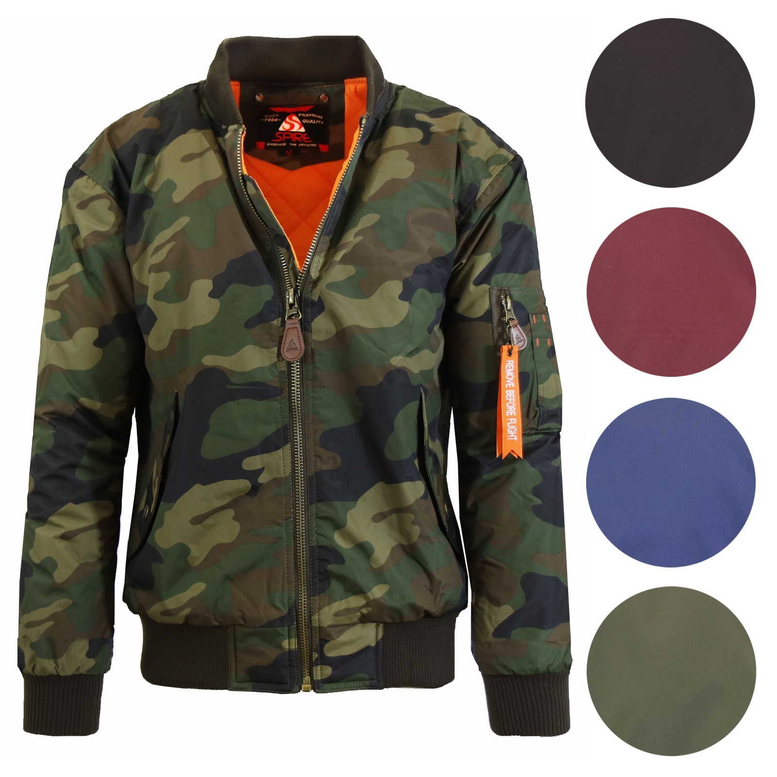 Mens Heavyweight MA-1 Flight Bomber Jacket Full Zip Outerwear Coat Colors NEW