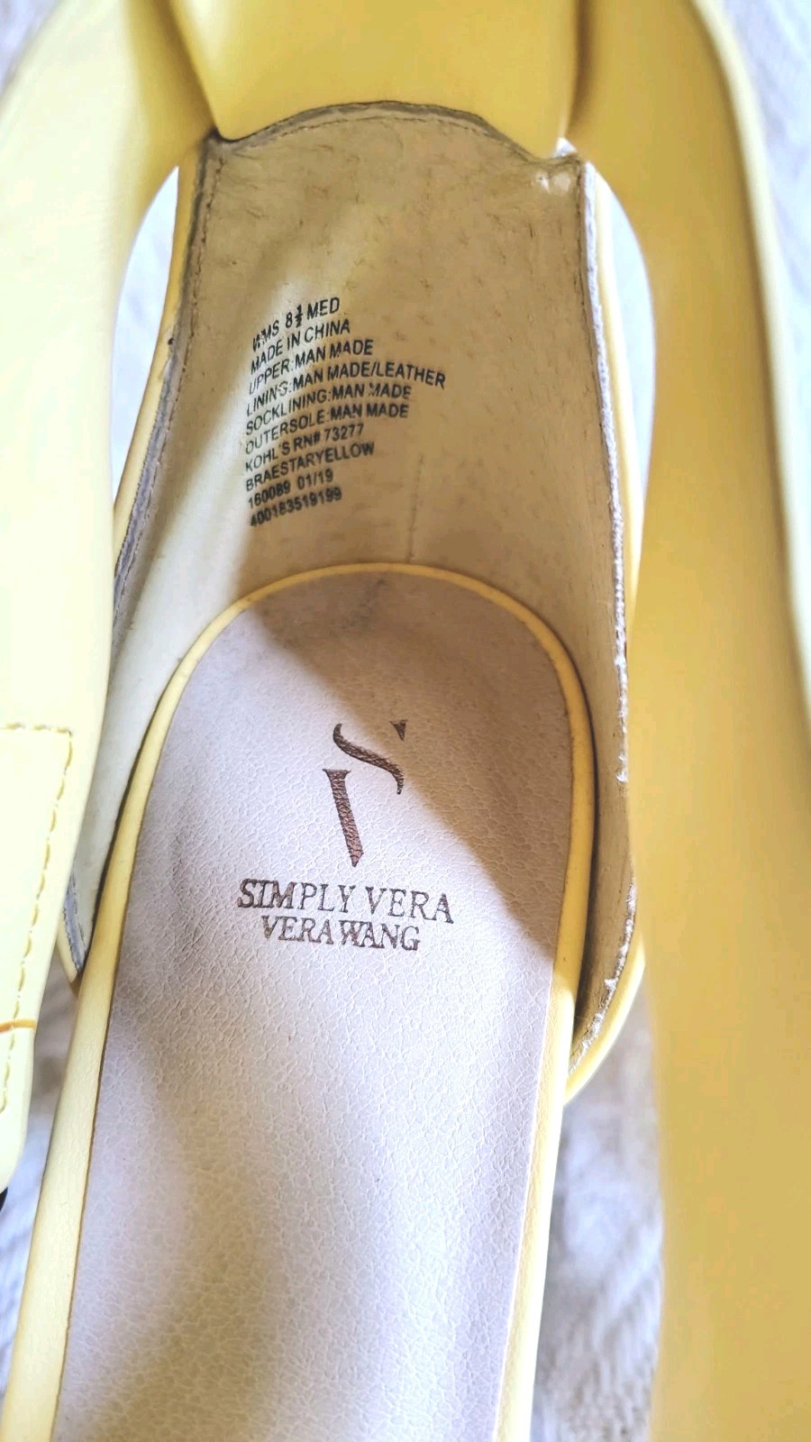 Simply Vera Wang Braestar Strappy Block Heel Yellow 3.75 Inch Heel