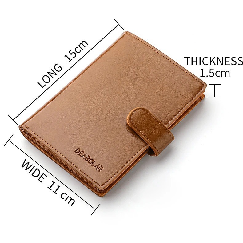 High Capacity Men’s Passport Leather Wallet Multiple Card Slots and A Clear ID W