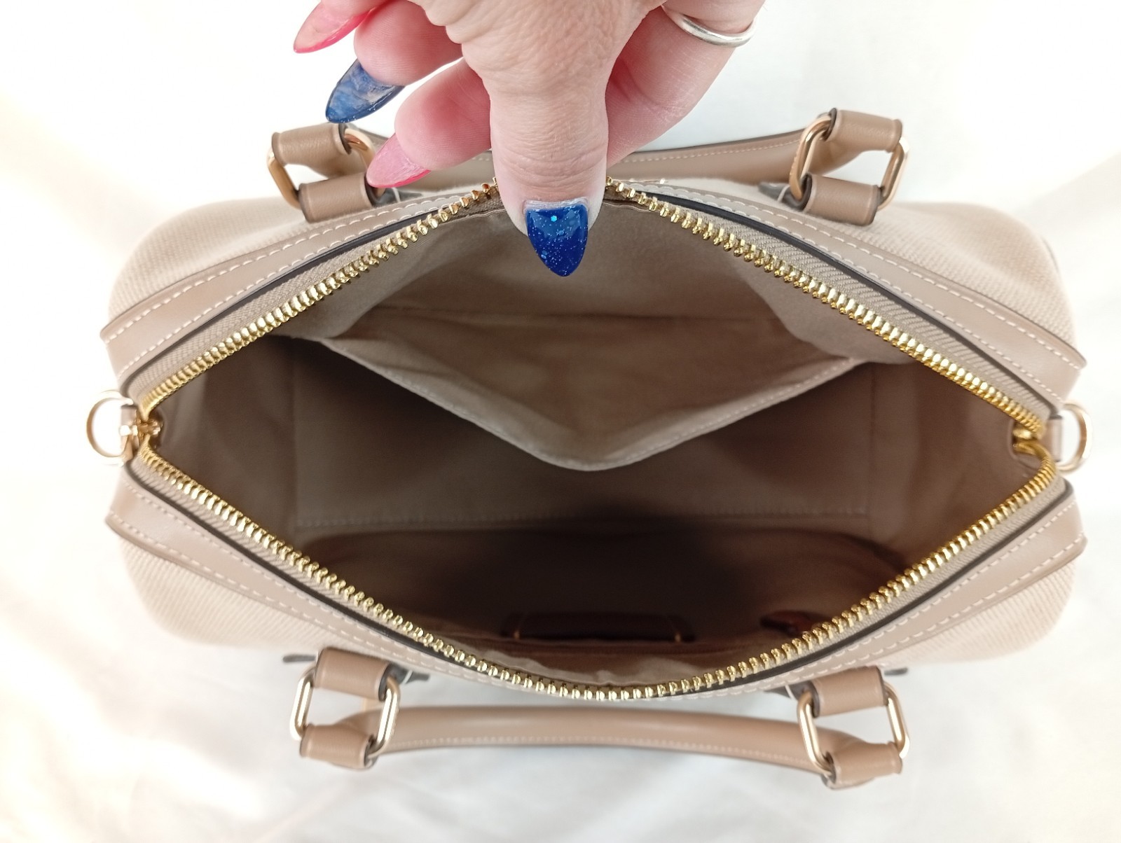 Coach Rowan Satchel Bag In Colorblock w/ Detachable Crossbody Strap Tan CAK58