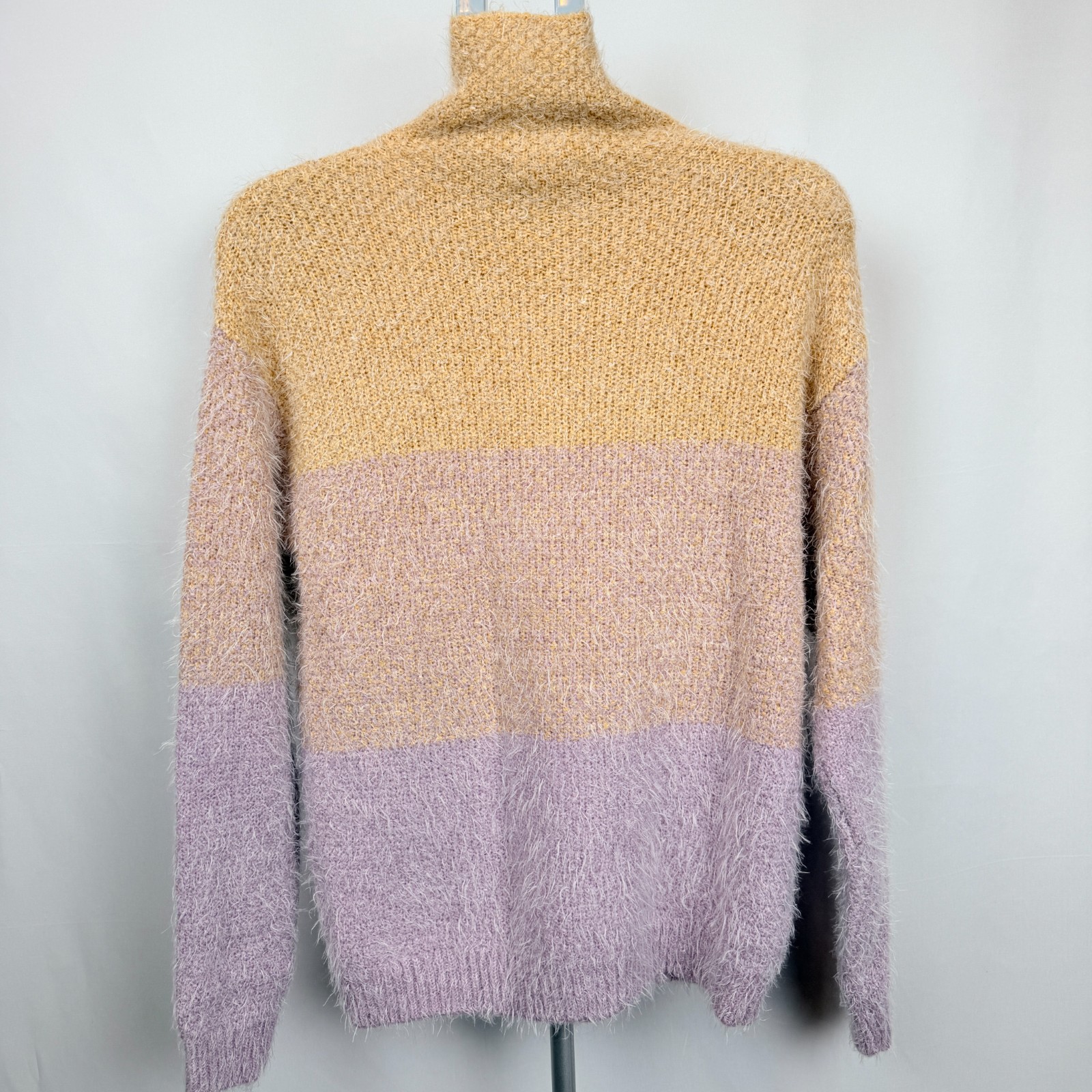 BP Nordstrom Eyelash Knit Colorblock Sweater XS Blush Lavender Mock Neck