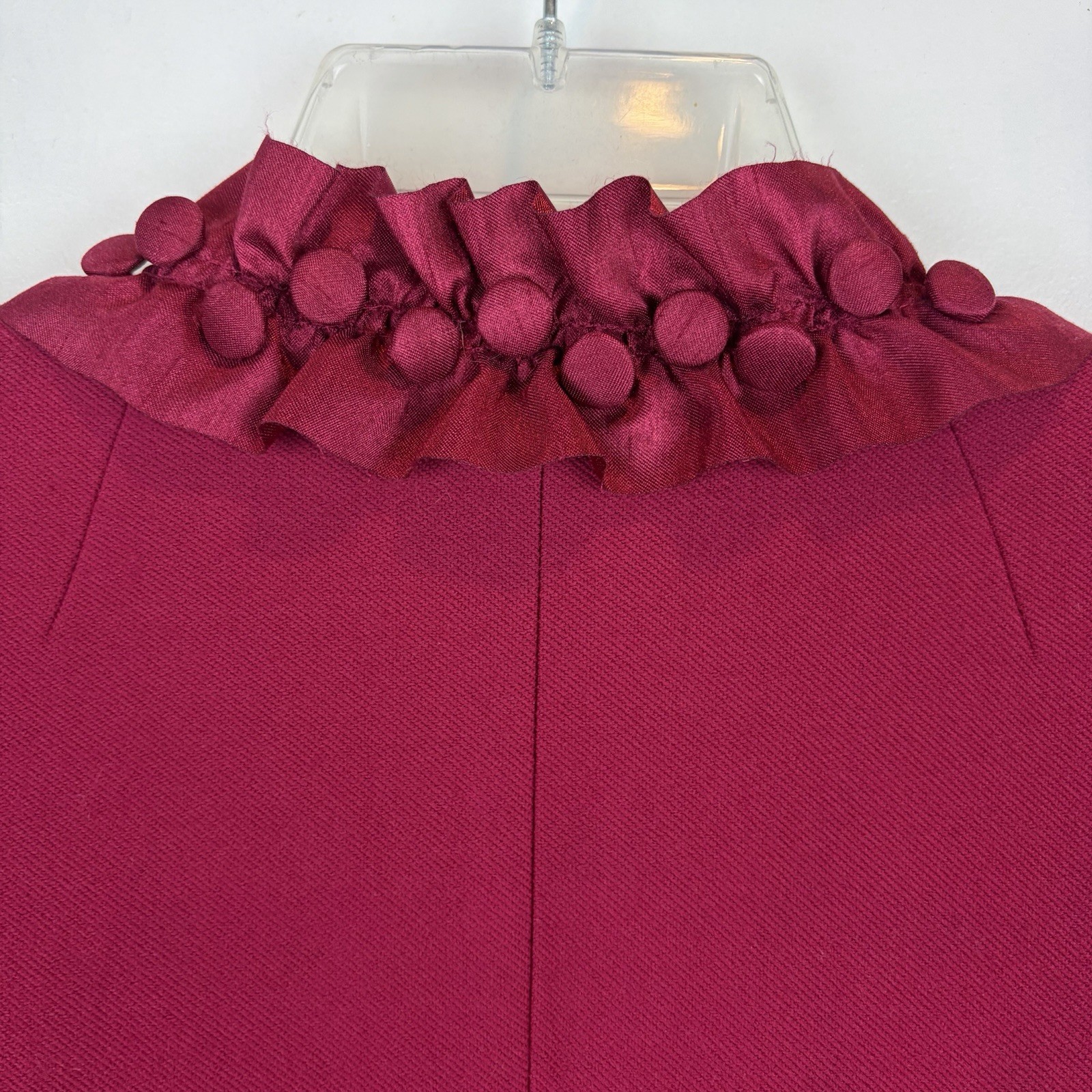 Coldwater Creek Blazer Womens 8 Red Ribbon Ruffle Jacket Feminine Office Career