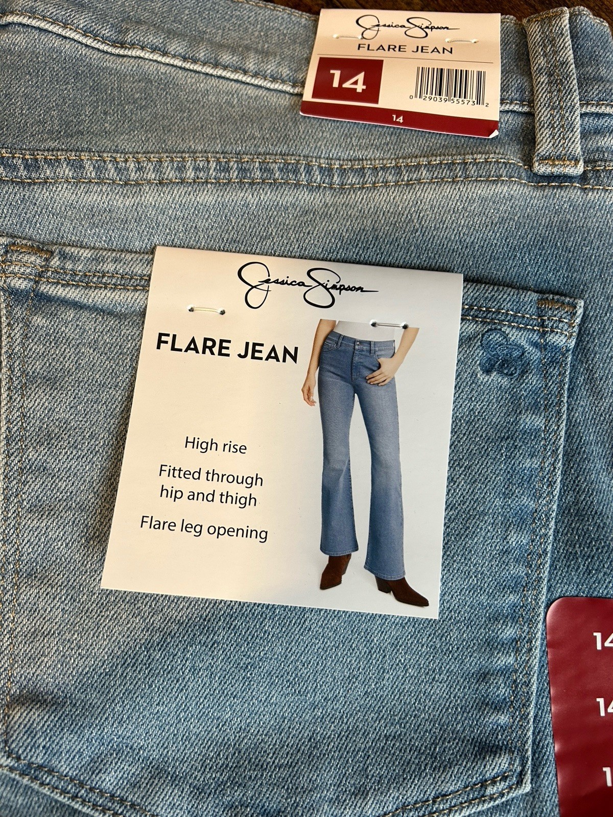Jessica Simpson Women’s High-Rise Flare Jeans, Light Wash, Blue, Size 14