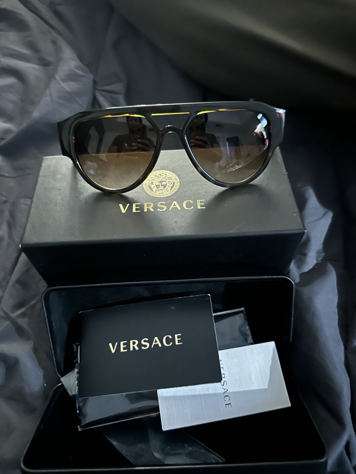 Versace Sunglasses Brown Tortoise Injected Frame