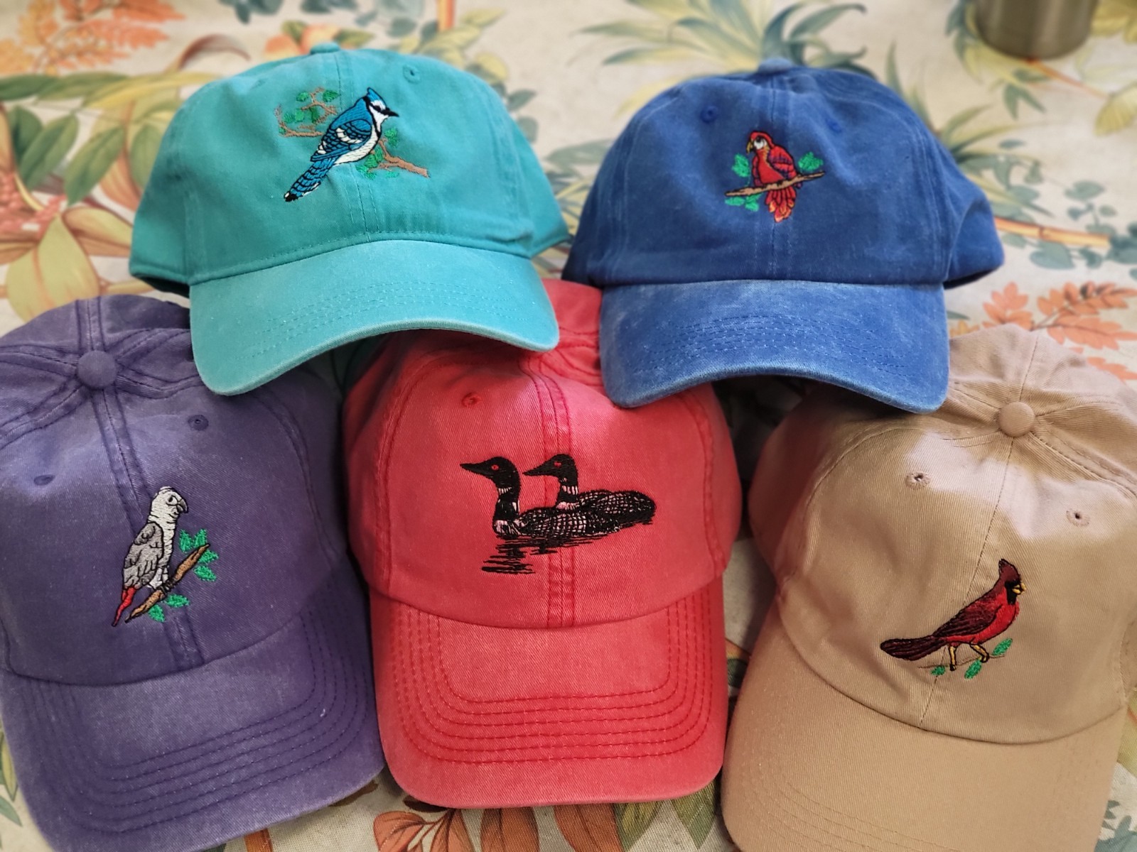 Blue jay bird embroidered dad hat, Blue jay bird embroidered cap custom make cap