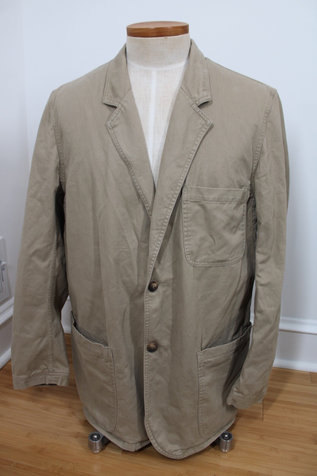 Duluth Trading Co L Tall Tan Brown Cotton Twill Presentation Blazer Sport Coat