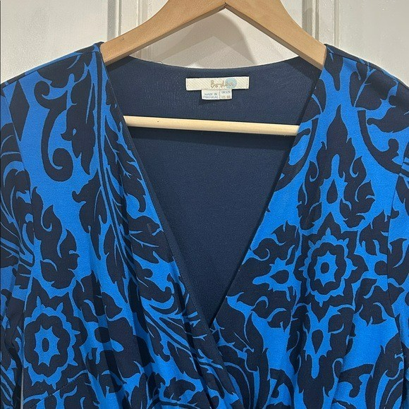 Boden Henrietta Faux Wrap Knee Length Dress in Shades of Blue – Size 8