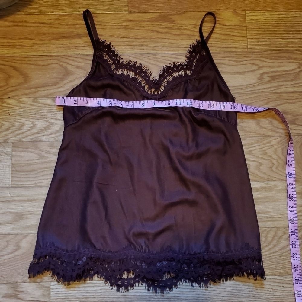 Max Studio Velvet Lace Cami Top Burgundy NWT Size S Sexy Date Night Camisole