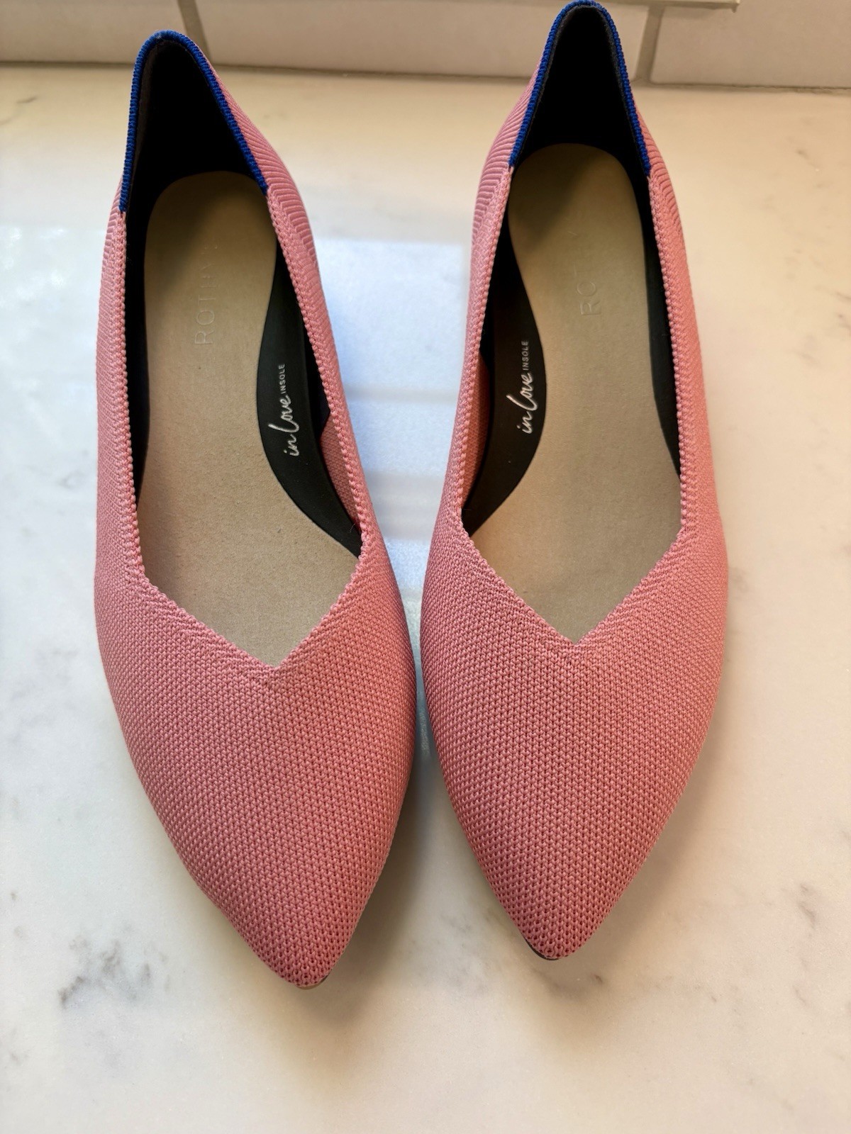 NWOT Rothy’s The High Point Shoe In Tulip Pink, Textured Knit, Block Heel, 9