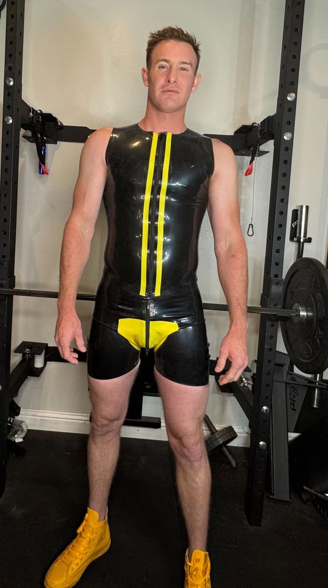 Sleeveless Shirt Front Zipper w/ Shorts 0.4 mil 100% Latex Rubber