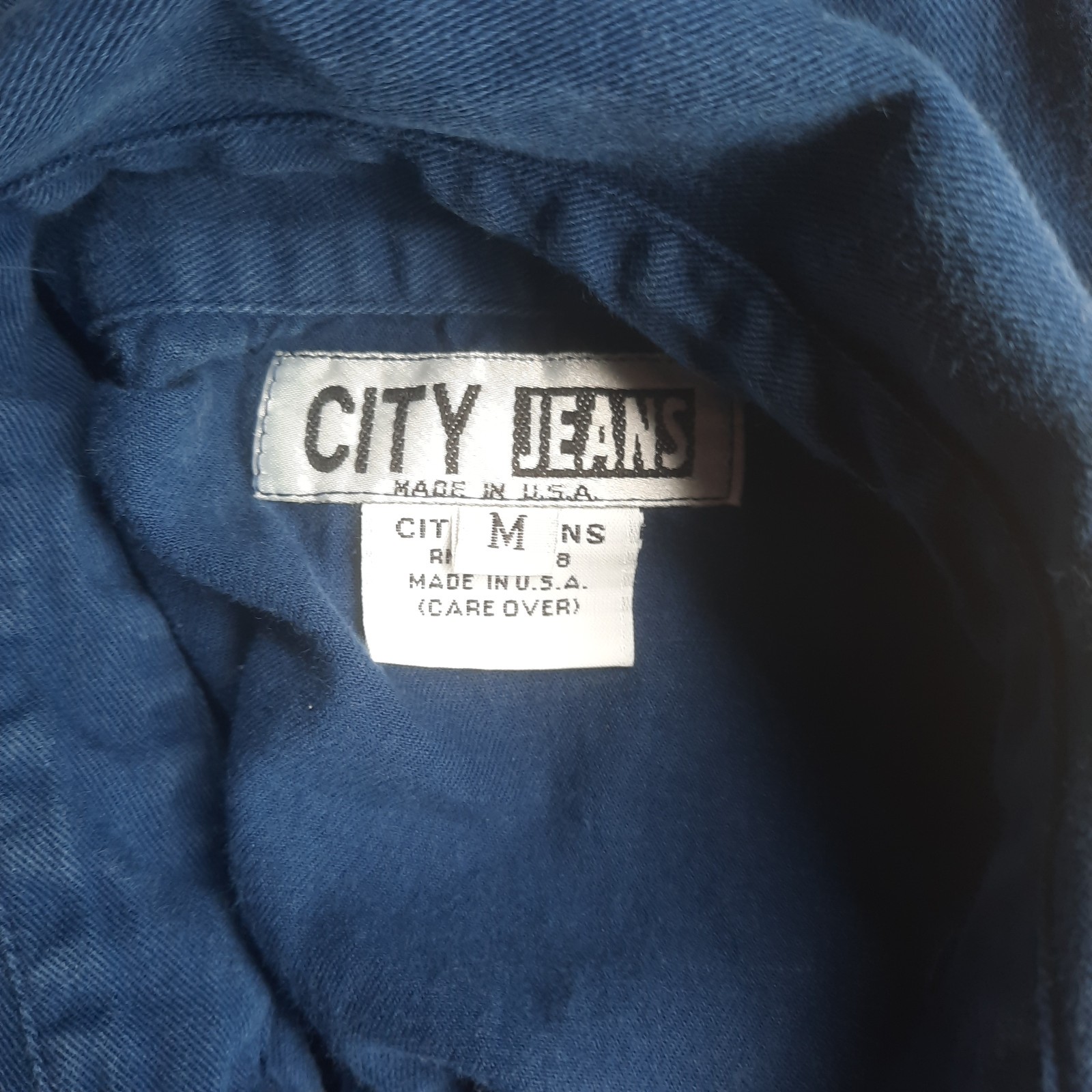 City Jeans Men’s Blue Biker Style Shirt Sleeveless USA Vtg Style Medium READ