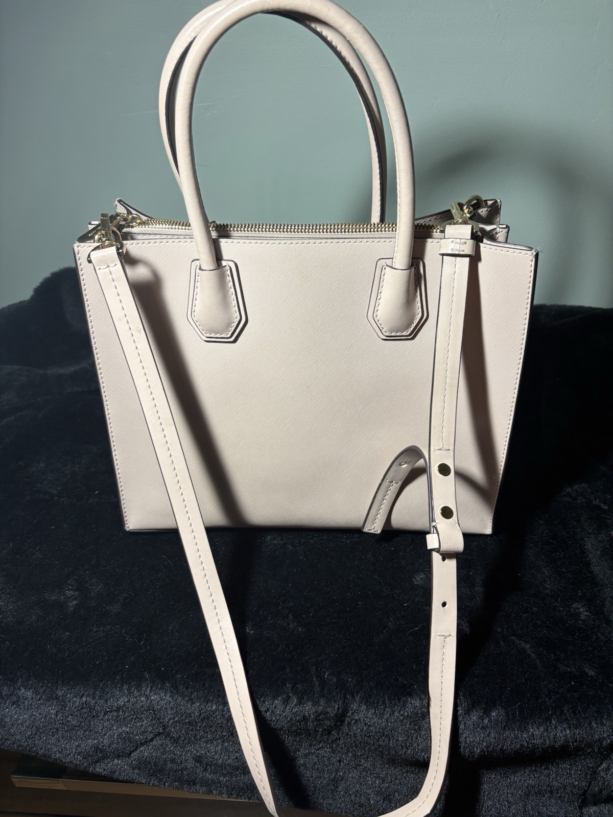 Michael Kors Pink Medium Satchel Top Handle Textured Zip Top Gold Hardware