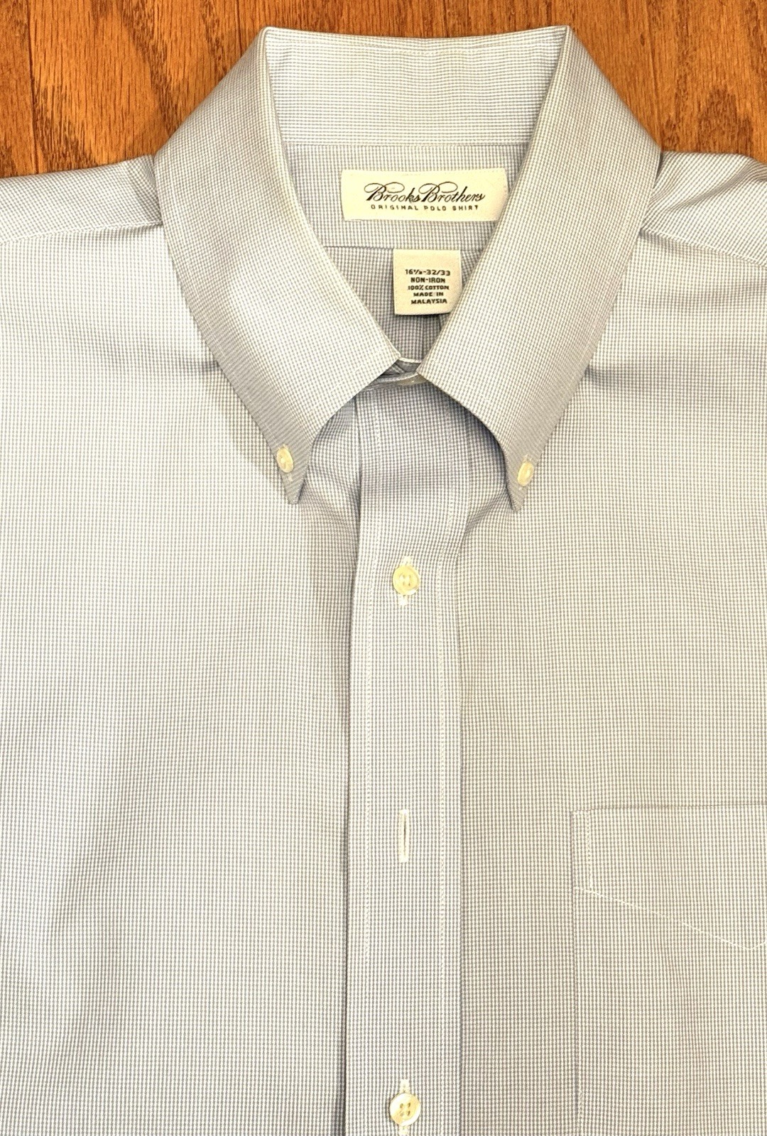 Brooks Brothers Original Polo Shirt Light Blue Button Down 16.5 x 32/33