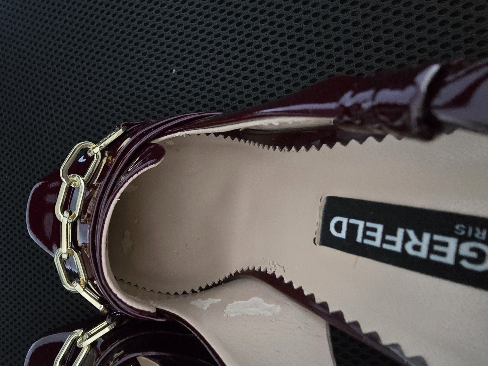 Karl Lagerfeld Paris Georgie Slingback Heels Burgundy Patent Leather 7.5M
