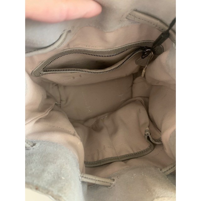 Halston Heritage Grey Croc Embossed Leather Bucket Bag CC220005X3 NWT