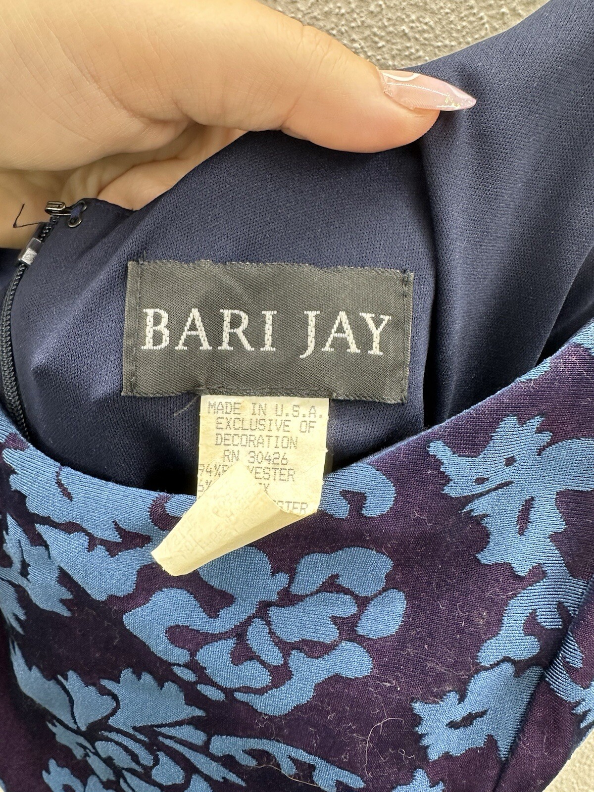 Bari Jay Womens Dress Size 5-6 Blue Floral Gem Spaghetti Staps Maxi Vintage