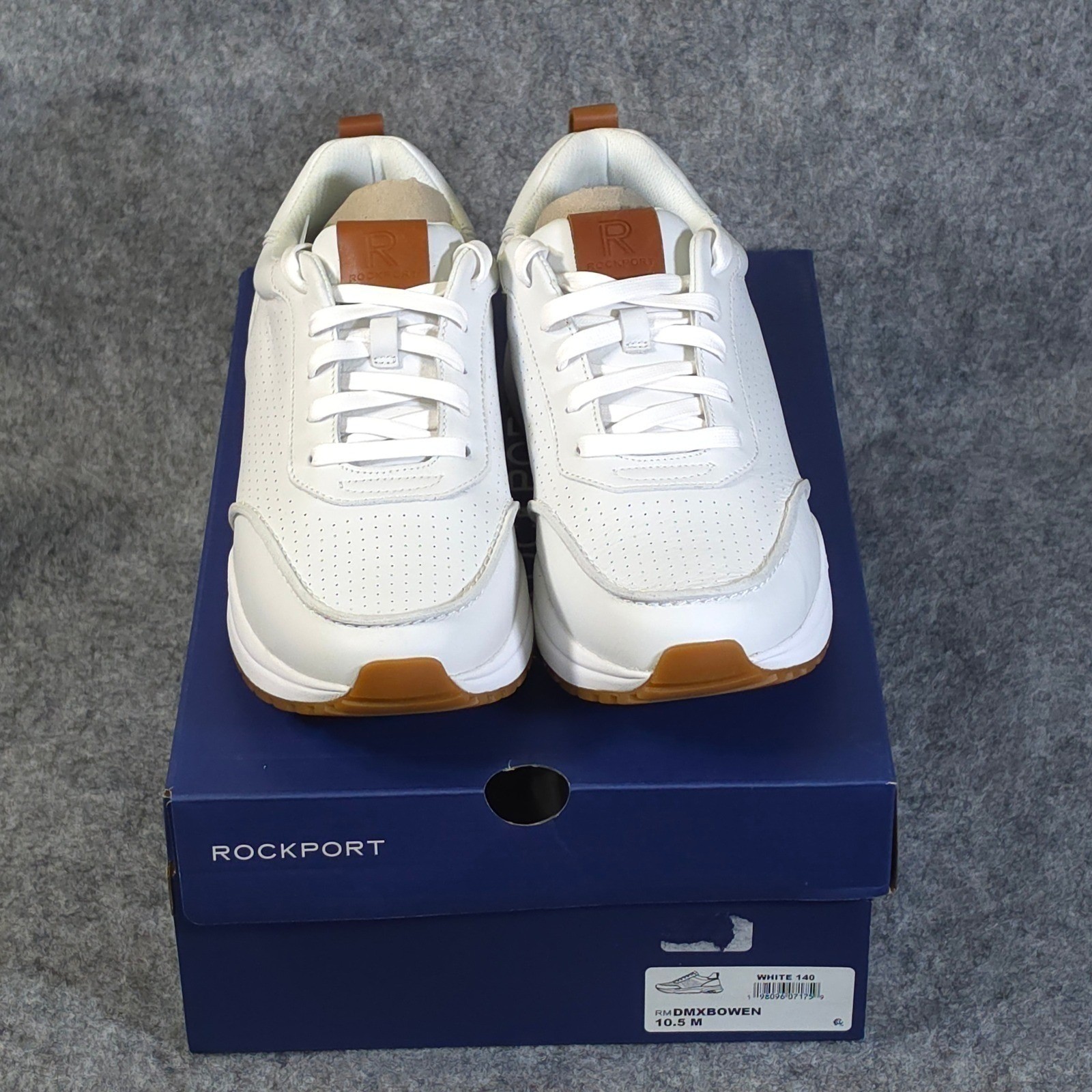 Rockport Bowen Mens White Leather Sneakers Reebok DMX Technology size 7.5 NEW