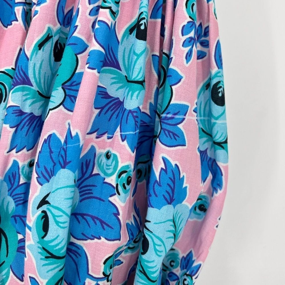 Rhode Nala Mini Dress Printed Cotton Blue Pink Floral Pop Size Large