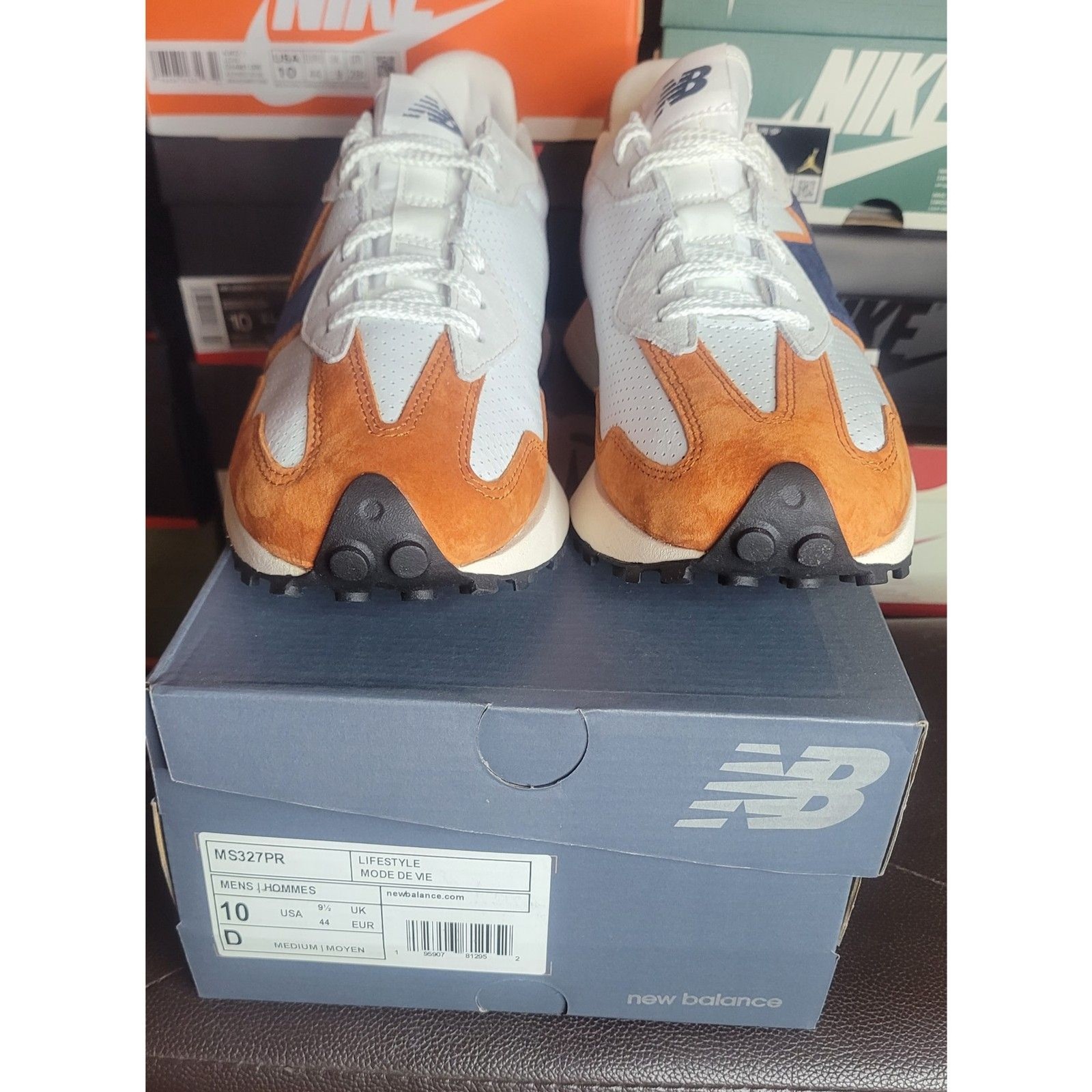 New Balance 327 MS327PR White Brown Navy Men’s Size 10 Lifestyle Shoes NWB