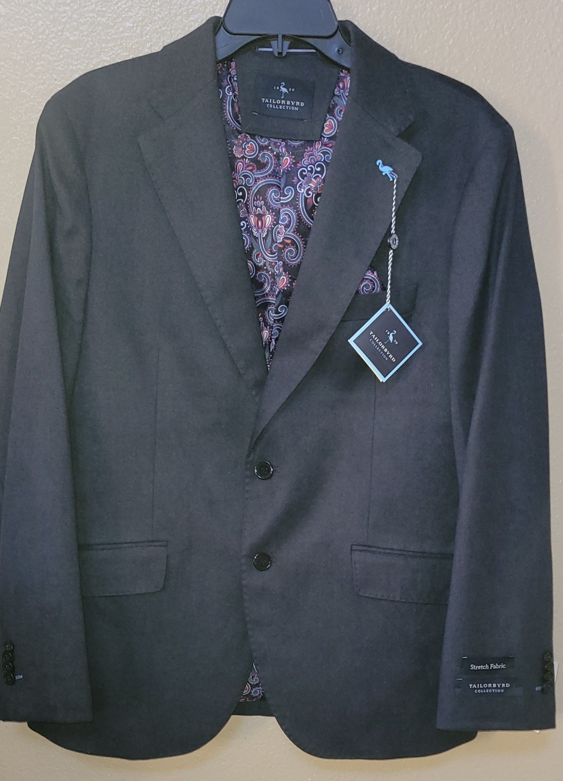 Tailorbyrd Lux Cashmere Touch Sportcoat, Tailorbyrd Blazer, 40S or 48L, Black,