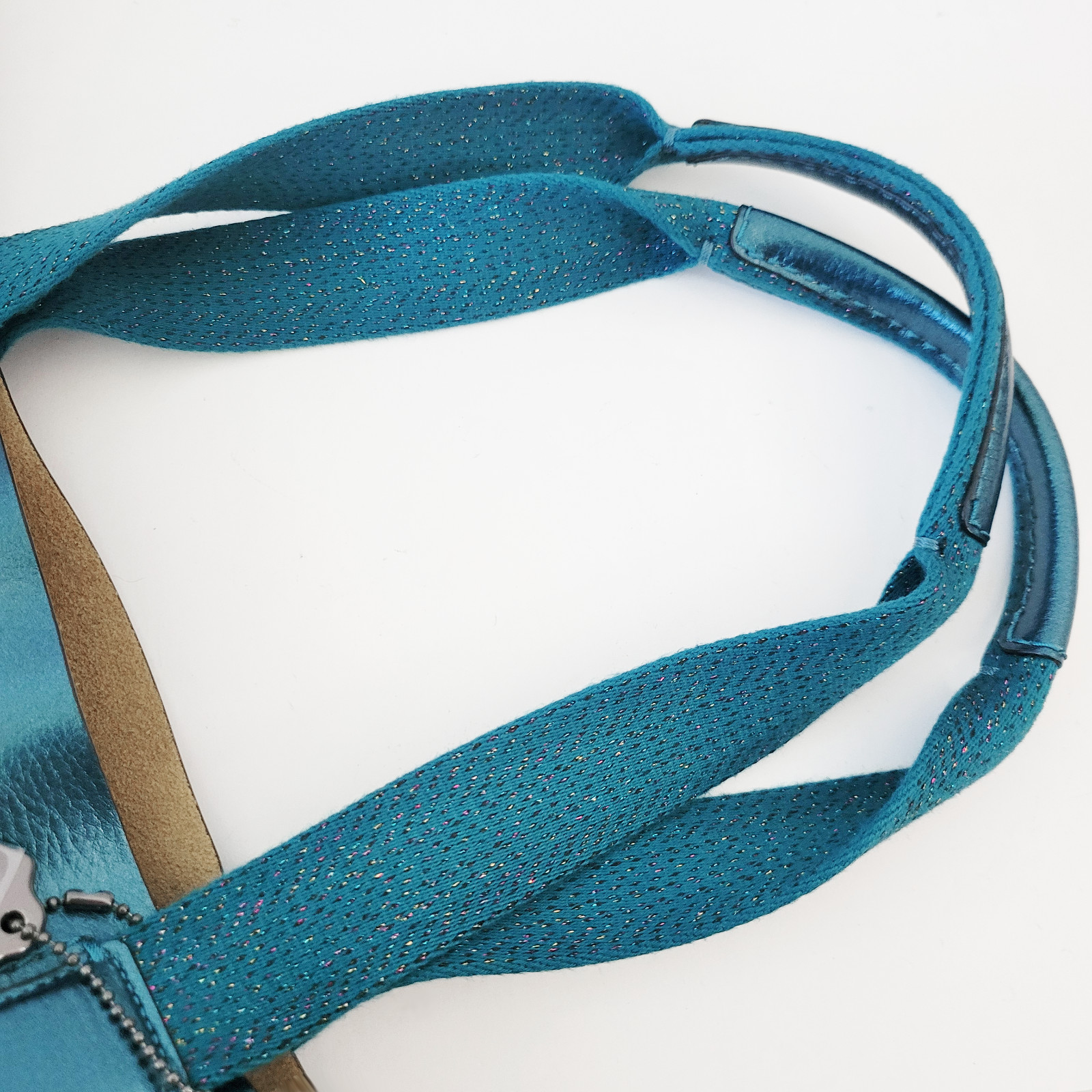 Coach Metallic LARGE DERBY Tote Bag Dark Teal Green Leather F59388 NEW msrp $350