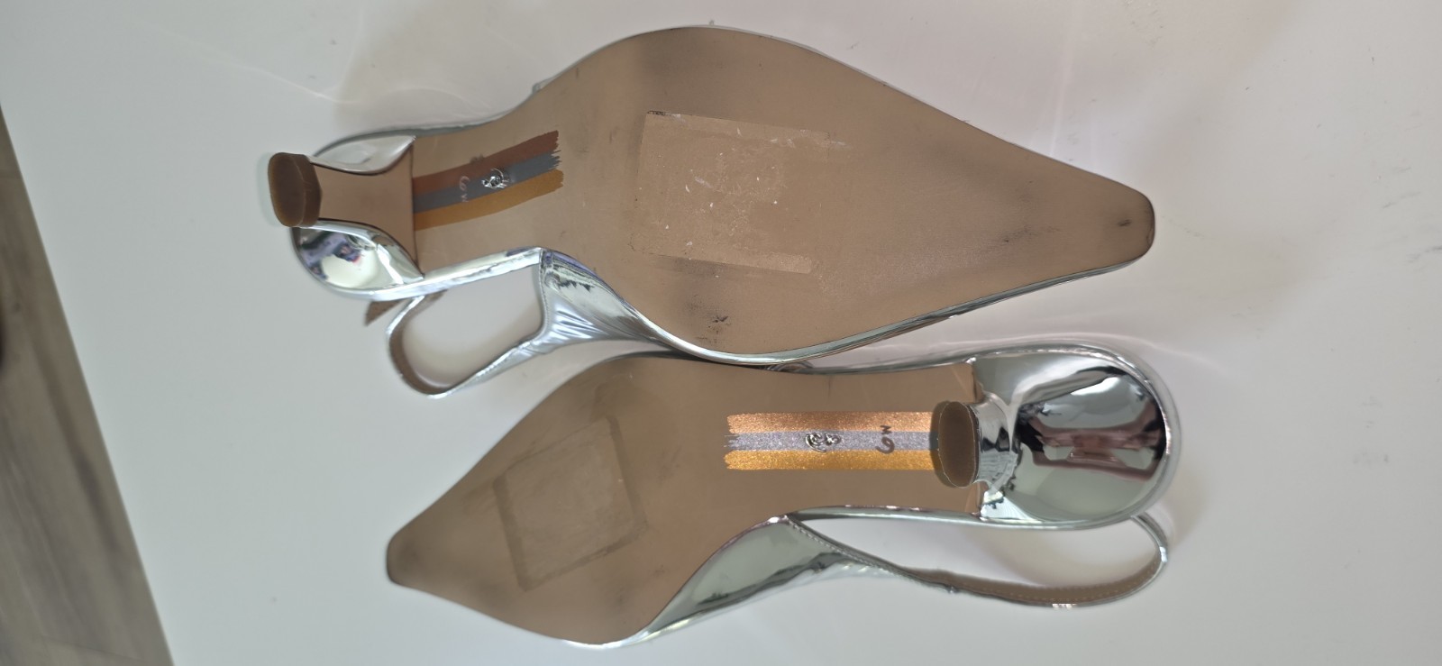 Sam Edelman Silver Synthetic Pointed Toe Slingback Kitten Heels Women’s 6 W