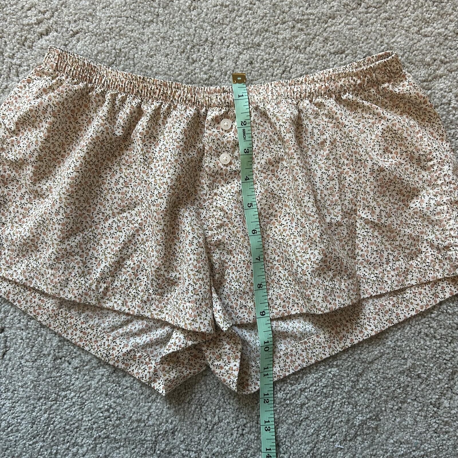 Brandy Melville Cream Floral Button-Front Lounge Shorts One Size