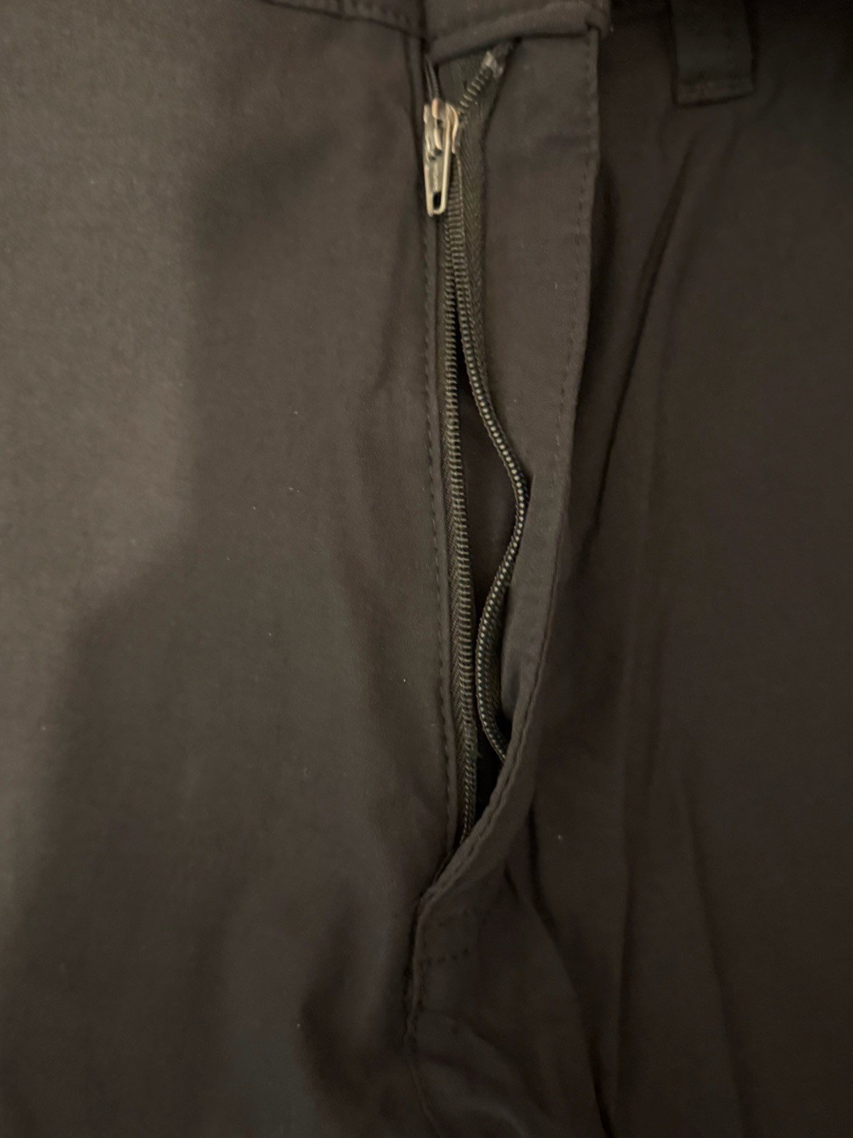 EDDIE BAUER HORIZON GUIDE CHINO PERFORMANCE PANTS BLACK MEN 33×30 BAD FLY ZIPPER