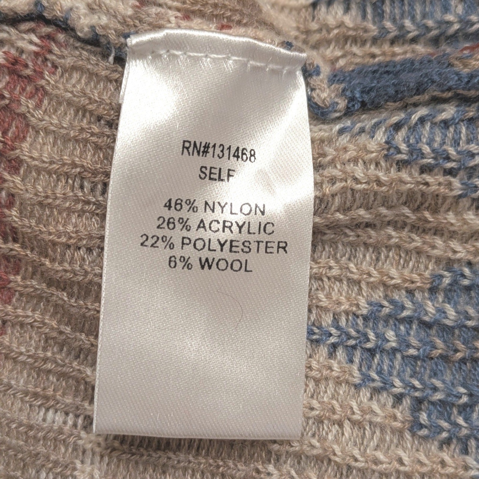FATE Fair Isle Nordic Pattern Knit Sweater Women’s L Cabincore Cream Blue Rust