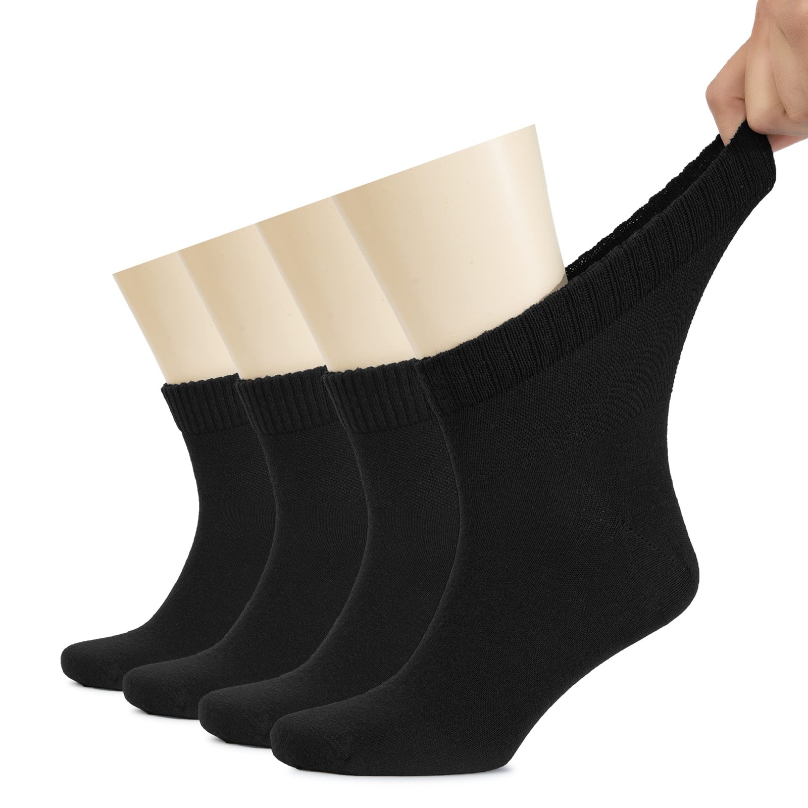 Hugh Ugoli Men’s Cotton Diabetic Ankle Socks Wide Thin Loose Fit and
