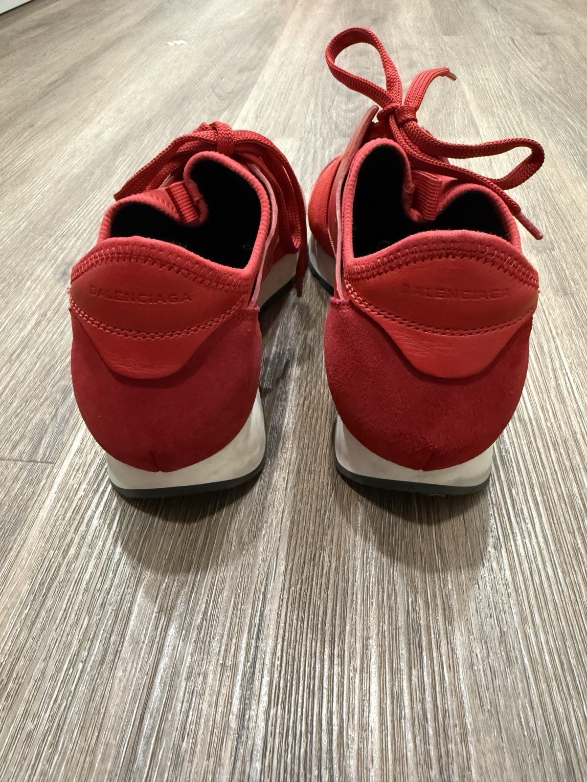 Balenciaga Red Mesh And Leather Race Runner Low Top Sneakers Size 39