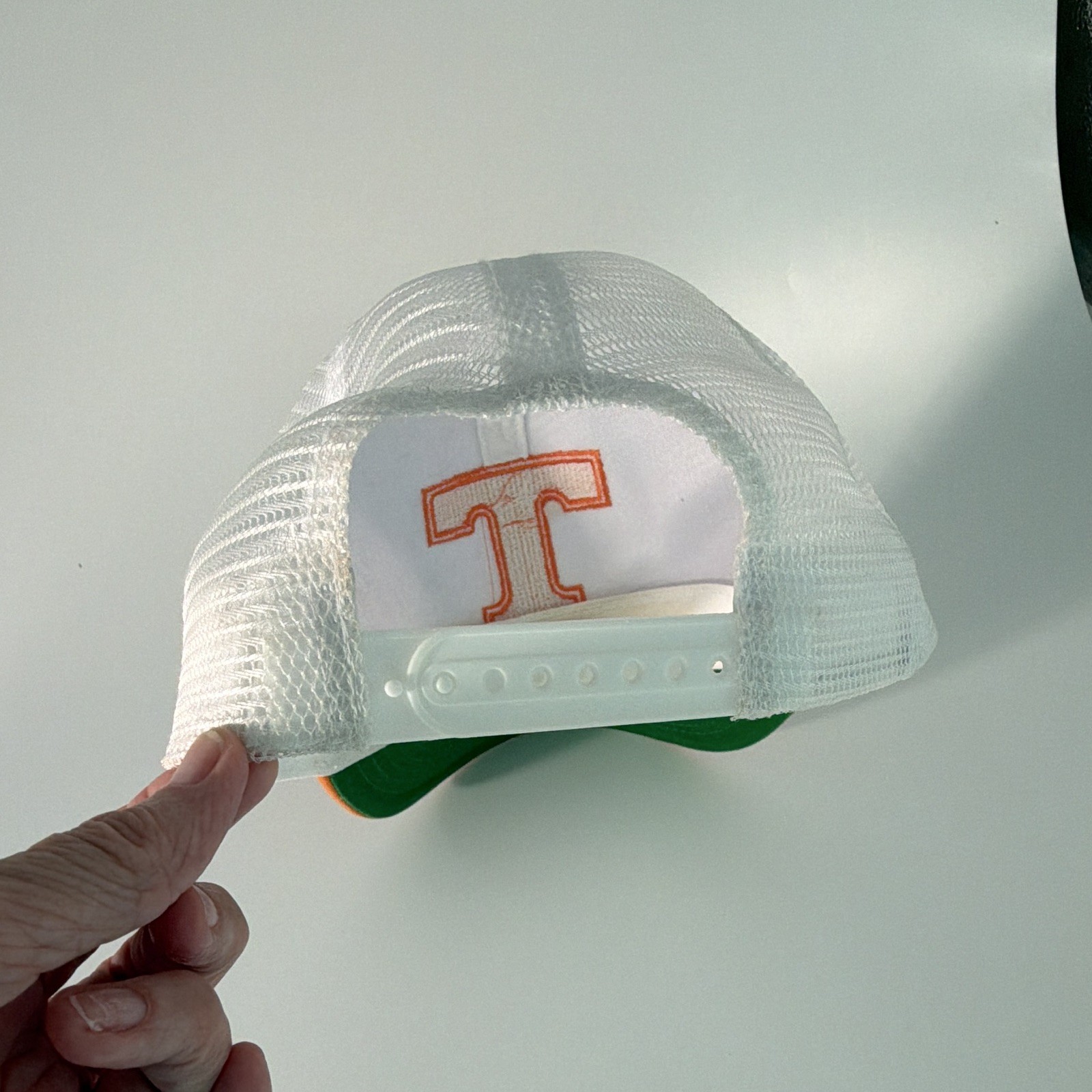 Castaways White/Orange Mesh Back Adjustable Trucker Hat, One Size